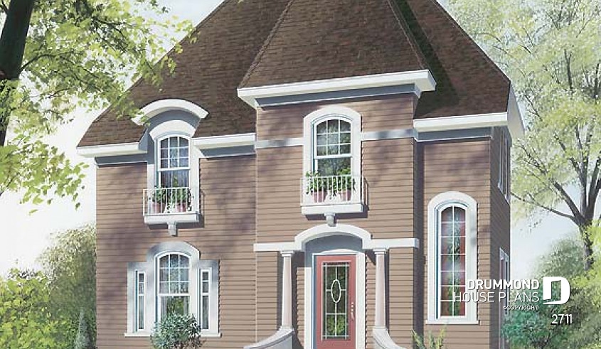 front - BASE MODEL - Victorian inspired small cottage plan, 2-storey, 3 bedrooms, formal dining room, breakfast nook - Victoria