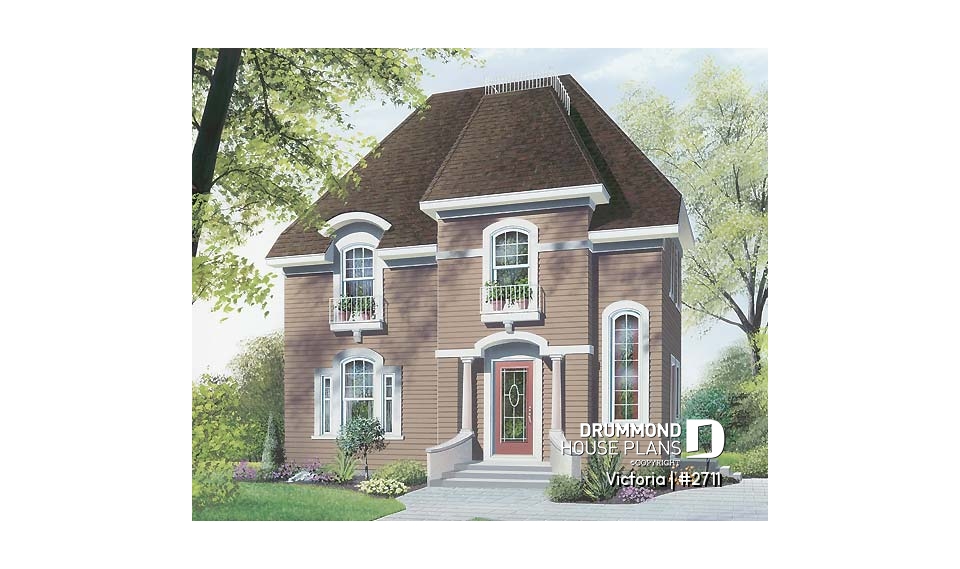 front - BASE MODEL - Victorian inspired small cottage plan, 2-storey, 3 bedrooms, formal dining room, breakfast nook - Victoria