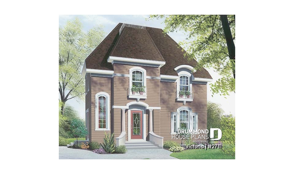 front - BASE MODEL - Victorian inspired small cottage plan, 2-storey, 3 bedrooms, formal dining room, breakfast nook - Victoria