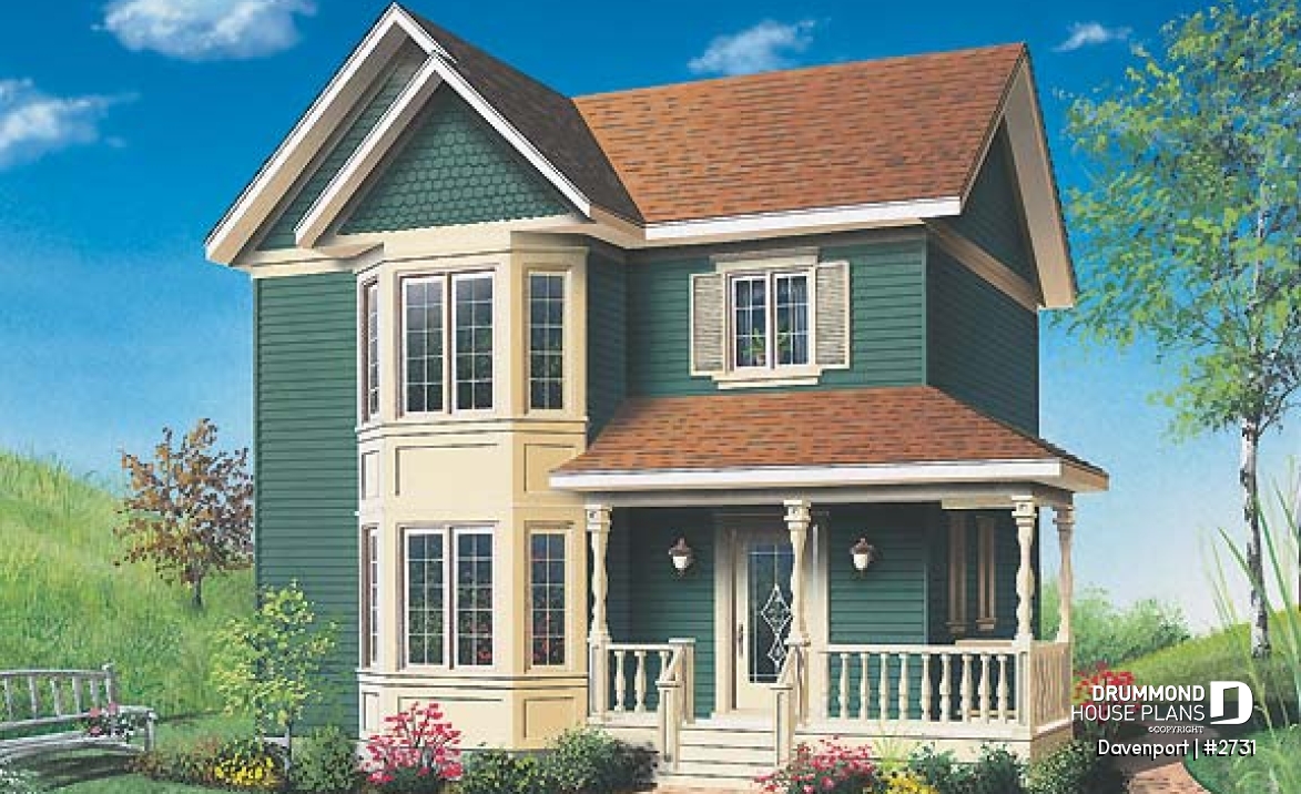 front - BASE MODEL - Victorian inspired cottage plan, 3 bedrooms, abundant fenestration, shutters, open space - Westfield