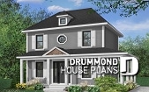 Color version 2 - Front - English inspired two-storey house plan with 3 bedrooms, 2 bathrooms, open floor plan concept - Dalhousie 2