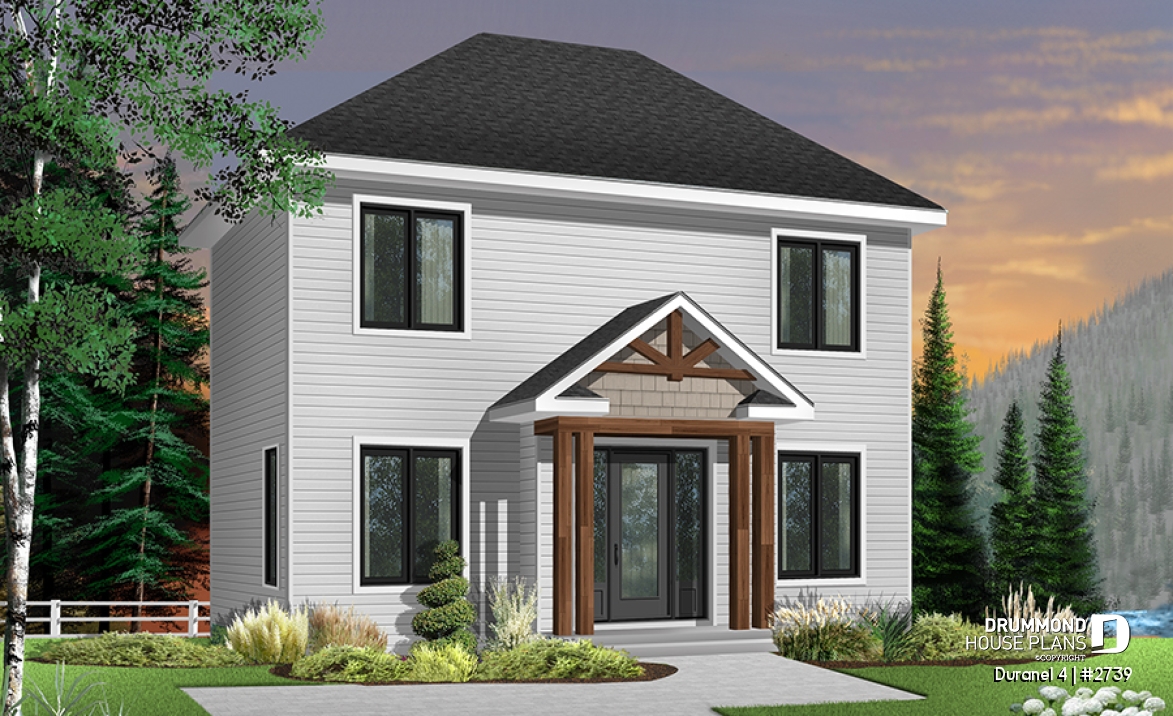 front - BASE MODEL - Transitional style economical with kitchen island, laundry room on main, 3 bedrooms - Duranel 4