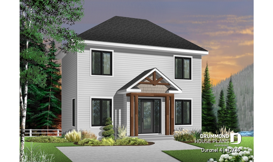 front - BASE MODEL - Transitional style economical with kitchen island, laundry room on main, 3 bedrooms - Duranel 4