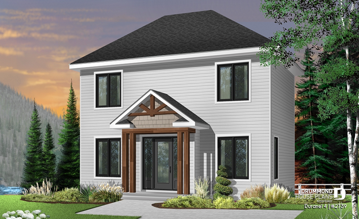 front - BASE MODEL - Transitional style economical with kitchen island, laundry room on main, 3 bedrooms - Duranel 4