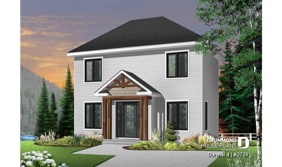 front - BASE MODEL - Transitional style economical with kitchen island, laundry room on main, 3 bedrooms - Duranel 4