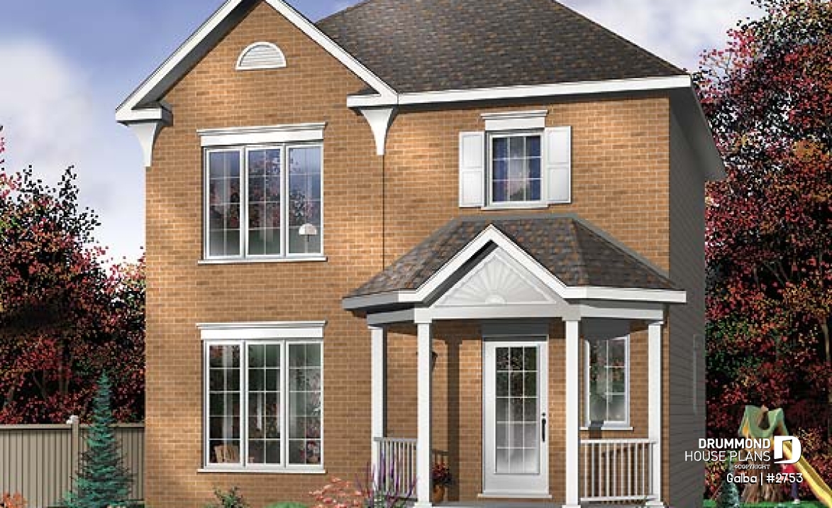 front - BASE MODEL - Classical 2 storey house plan with 3 bedrooms and open floor plan - Galba
