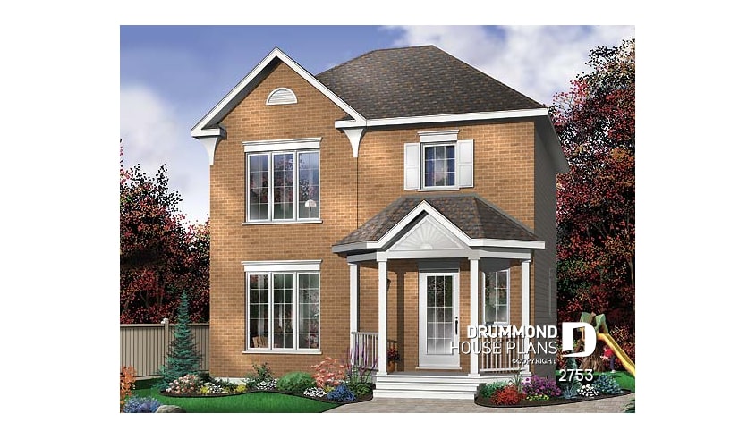 front - BASE MODEL - Classical 2 storey house plan with 3 bedrooms and open floor plan - Galba