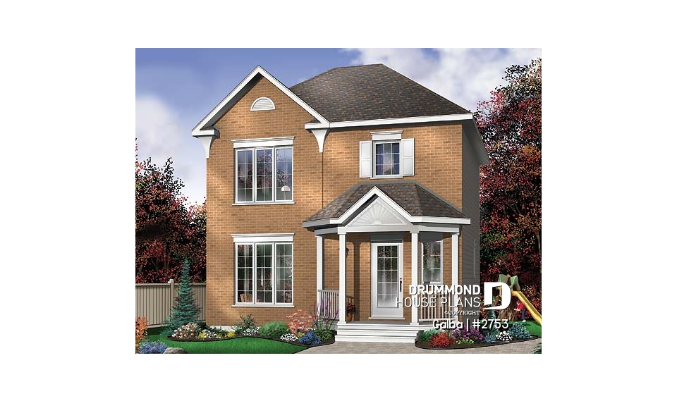 front - BASE MODEL - Classical 2 storey house plan with 3 bedrooms and open floor plan - Galba