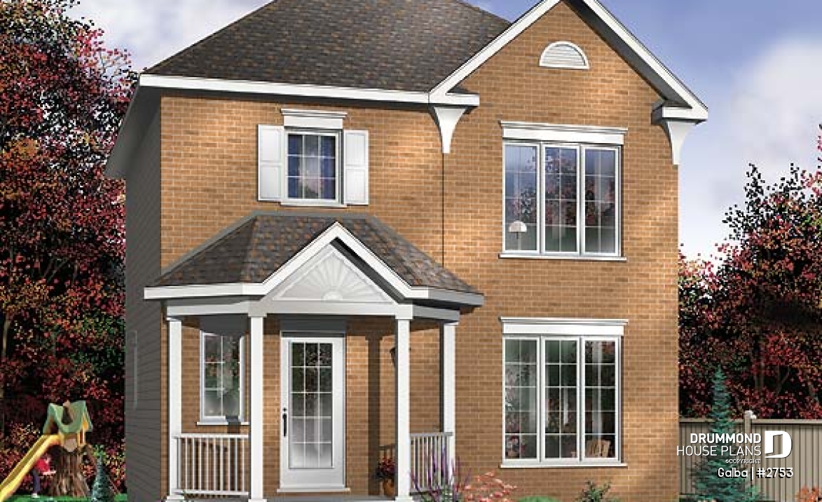front - BASE MODEL - Classical 2 storey house plan with 3 bedrooms and open floor plan - Galba