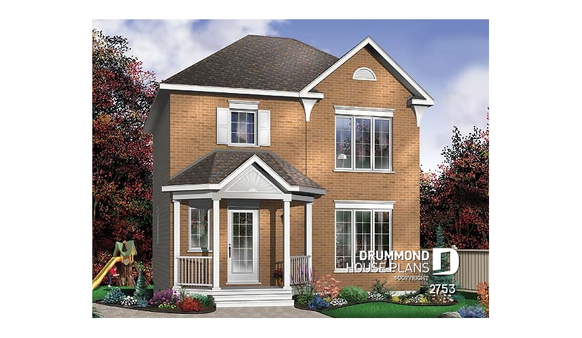 front - BASE MODEL - Classical 2 storey house plan with 3 bedrooms and open floor plan - Galba