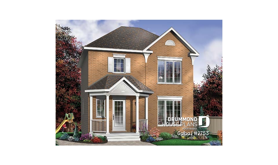 front - BASE MODEL - Classical 2 storey house plan with 3 bedrooms and open floor plan - Galba