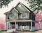 front - BASE MODEL - 3 Bedroom traditional home plan with office space on second floor, two-side fireplace on main floor - The Madeline 4