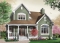 front - BASE MODEL - Charming 3 bedroom country cottage plan with nice master bedroom, den and  fireplace - Bayberry