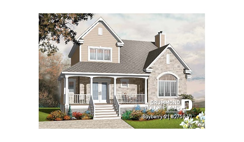 front - BASE MODEL - 3 to 4 bedroom Traditional home with solarium and home office - Bayberry 2