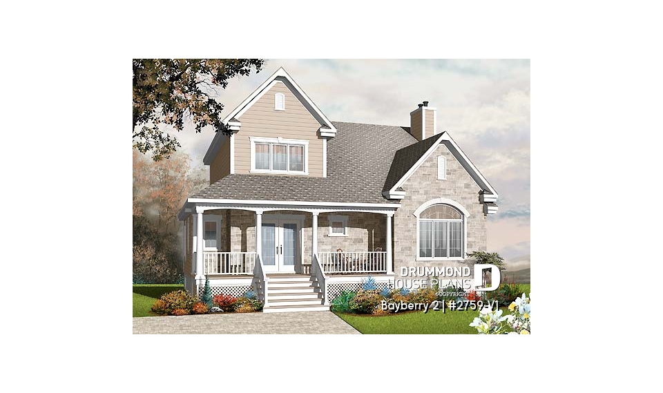 front - BASE MODEL - 3 to 4 bedroom Traditional home with solarium and home office - Bayberry 2