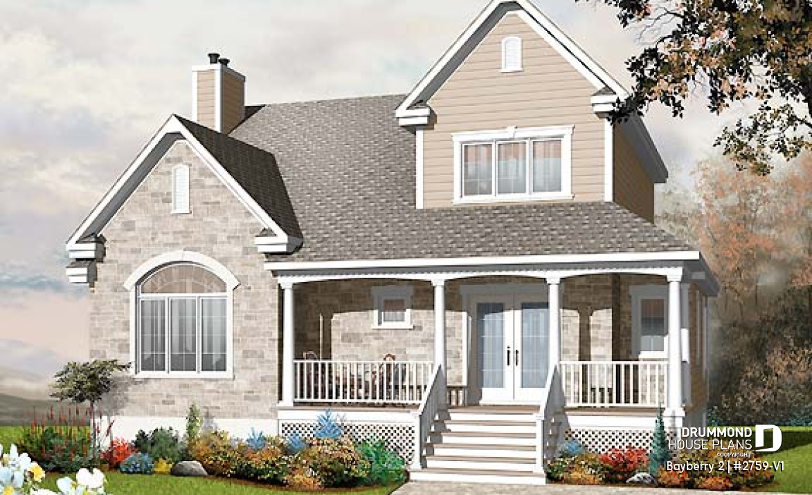 front - BASE MODEL - 3 to 4 bedroom Traditional home with solarium and home office - Bayberry 2