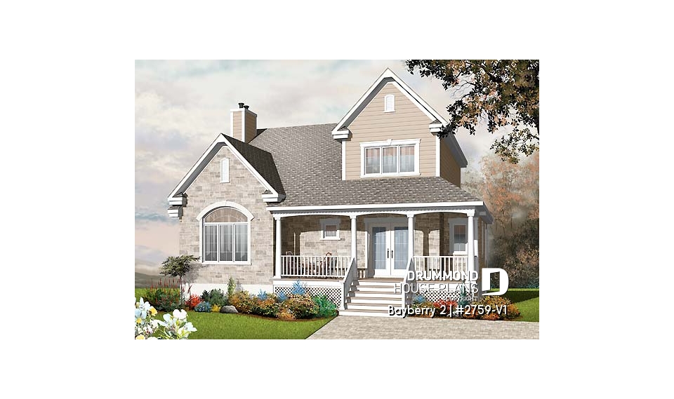 front - BASE MODEL - 3 to 4 bedroom Traditional home with solarium and home office - Bayberry 2