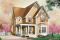 front - BASE MODEL - Tudor 3 bedroom home plan, kitchen  with pantry, laundry room on second floor - Dellwood