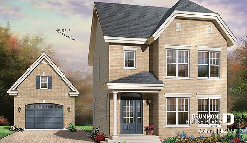 front - BASE MODEL - Charming 3 bedrooms cottage plan with laundry on second floor - Colter 2