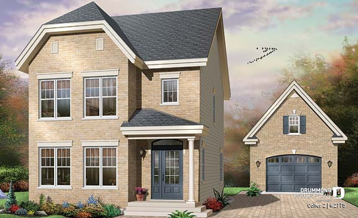 front - BASE MODEL - Charming 3 bedrooms cottage plan with laundry on second floor - Colter 2