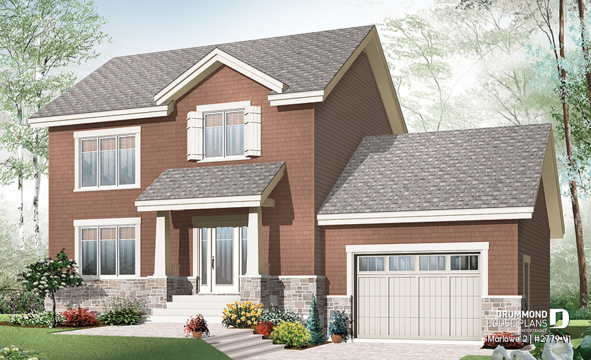 front - BASE MODEL - Inviting 2 storey affordable Craftsman home, 3 bedrooms, large kitchen island, open floor plan - Marlowe 2
