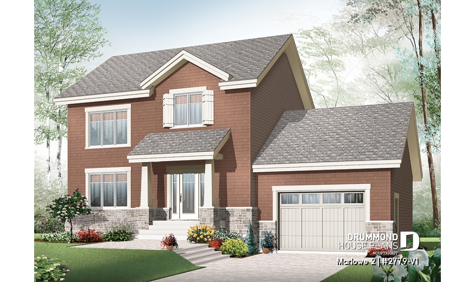 front - BASE MODEL - Inviting 2 storey affordable Craftsman home, 3 bedrooms, large kitchen island, open floor plan - Marlowe 2