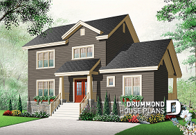 front - BASE MODEL - Craftsman style small home, 3 bedrooms, home office and large covered terrace - Marlowe 4