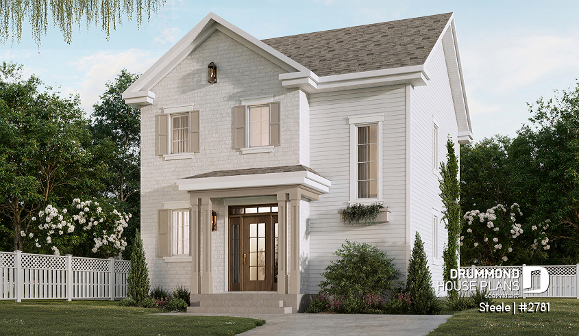 front - BASE MODEL - English Cottage style two-story house plan with optional finished basement. - Fairhaven