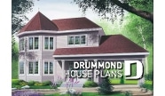 front - BASE MODEL - Two-storey victorian  style house plan with carport, large master bedroom in turret, and with walk-in - 