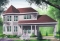 front - BASE MODEL - Two-storey victorian  style house plan with carport, large master bedroom in turret, and with walk-in - 