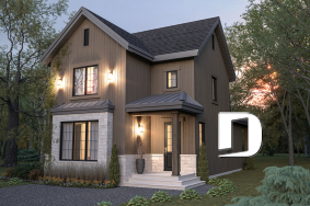 front - BASE MODEL - Narrow Lot House Plan – 3 to 5 Bedrooms, Optional Finished Basement ($), Large Covered Terrace - Stamford