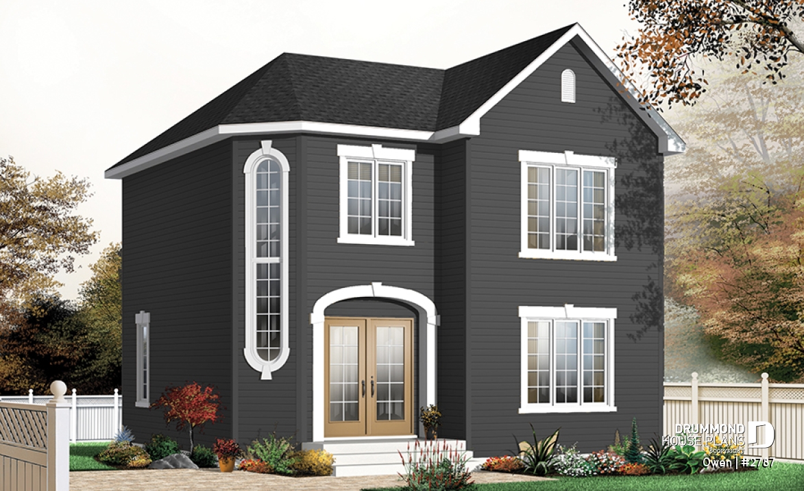 Color version 1 - Front - Economical Traditional house plan with 3 bedrooms, laundry room on main floor, open floor plan concept - Owen