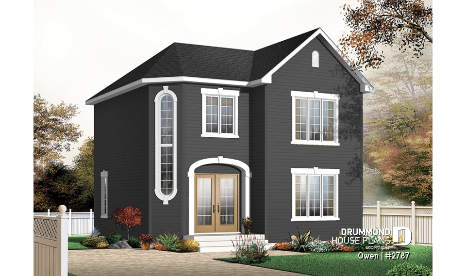 Color version 1 - Front - Economical Traditional house plan with 3 bedrooms, laundry room on main floor, open floor plan concept - Owen