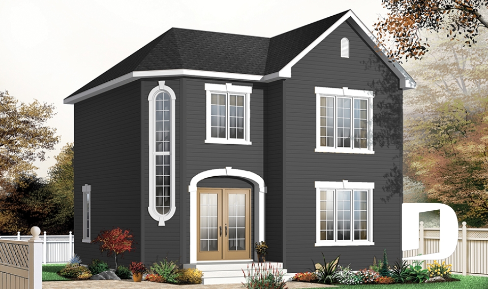 Color version 1 - Front - Economical Traditional house plan with 3 bedrooms, laundry room on main floor, open floor plan concept - Owen