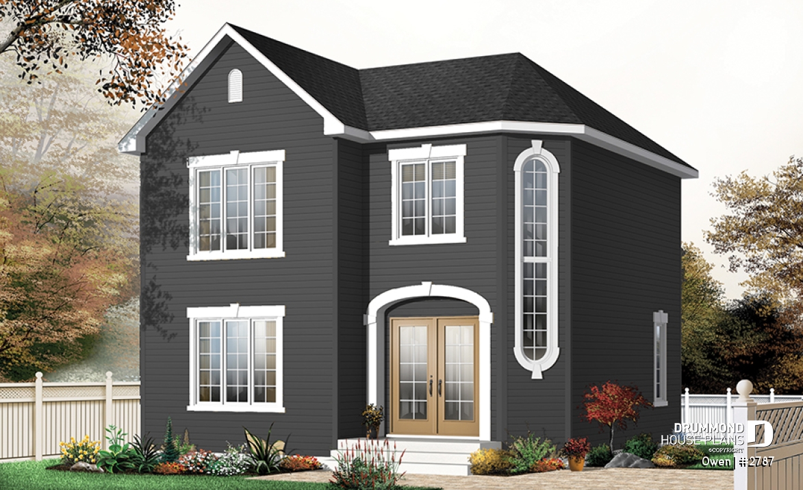 Color version 1 - Front - Economical Traditional house plan with 3 bedrooms, laundry room on main floor, open floor plan concept - Owen