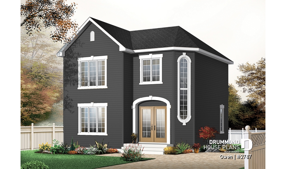 Color version 1 - Front - Economical Traditional house plan with 3 bedrooms, laundry room on main floor, open floor plan concept - Owen