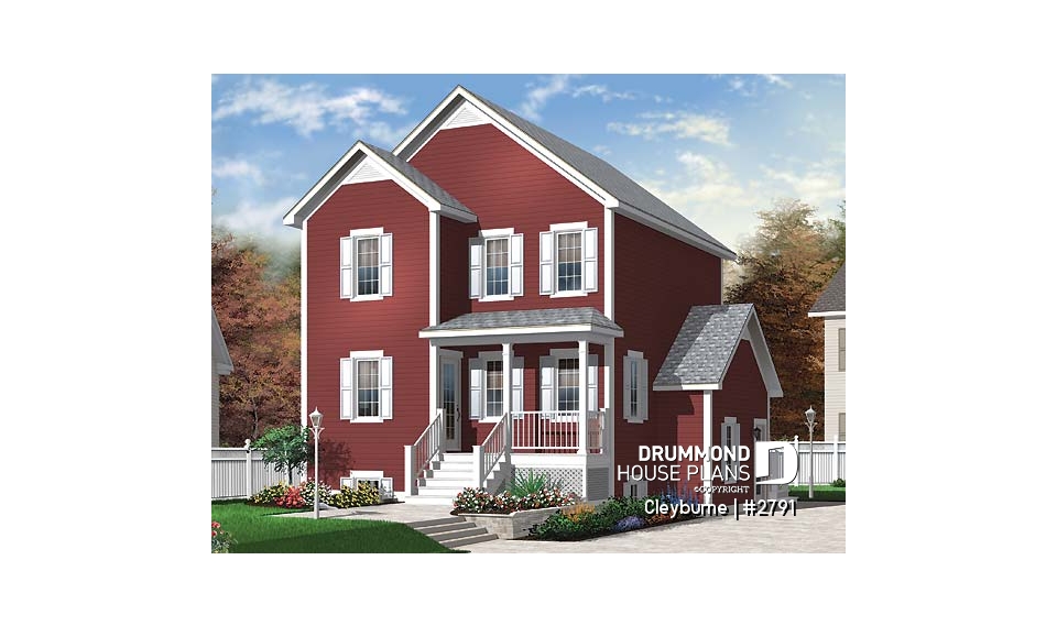 front - BASE MODEL - 3 bedroom country house plan with good size kitchen and ample storage space - Cleyburne