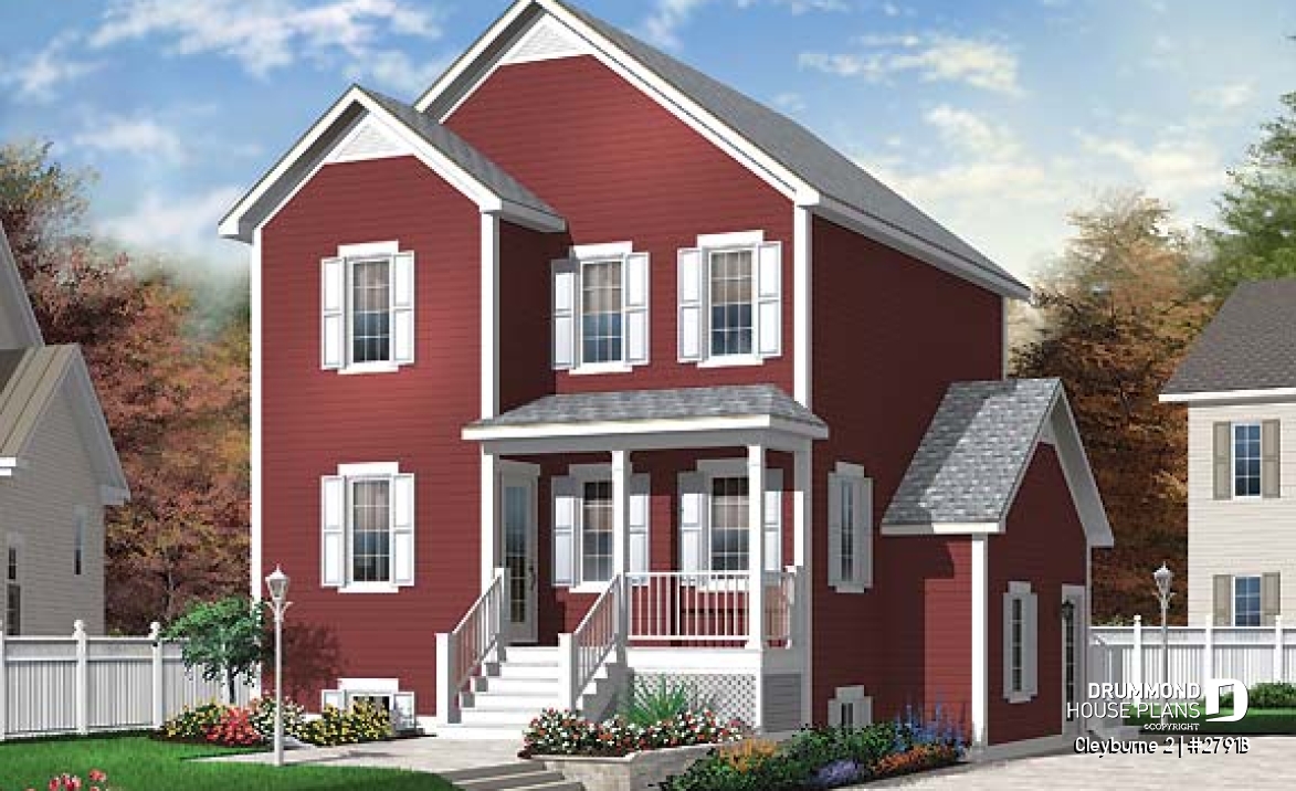 front - BASE MODEL - 3 bedrom traditional house plan with ample storage &amp; single bedroom basement appartment - Cleyburne 2
