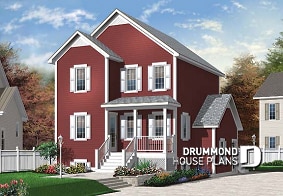 front - BASE MODEL - 3 bedrom traditional house plan with ample storage & single bedroom basement appartment - Cleyburne 2