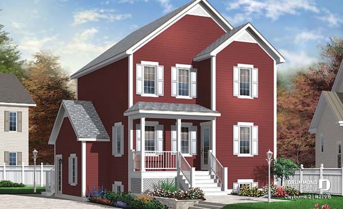 front - BASE MODEL - 3 bedrom traditional house plan with ample storage &amp; single bedroom basement appartment - Cleyburne 2