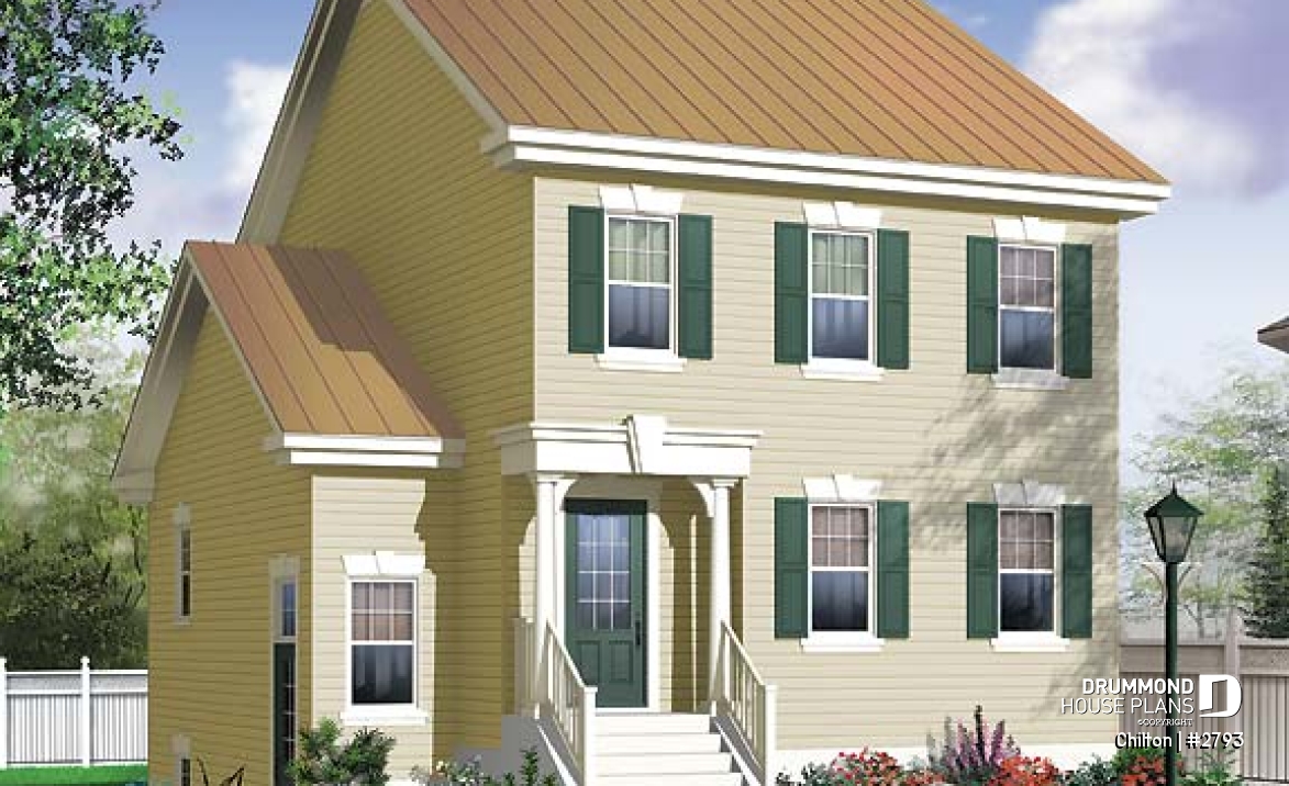 front - BASE MODEL - Charming 3 bedroom, 2 storey home plan, laundry room on main floor, unfinished daylight basement - Chilton