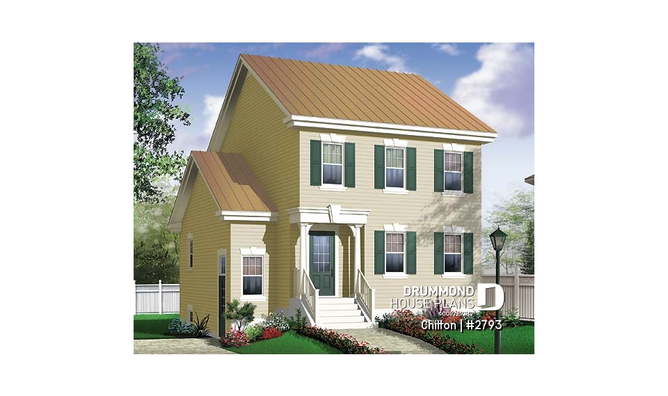 front - BASE MODEL - Charming 3 bedroom, 2 storey home plan, laundry room on main floor, unfinished daylight basement - Chilton