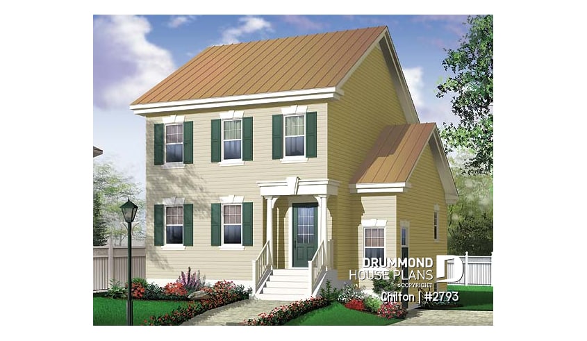 front - BASE MODEL - Charming 3 bedroom, 2 storey home plan, laundry room on main floor, unfinished daylight basement - Chilton