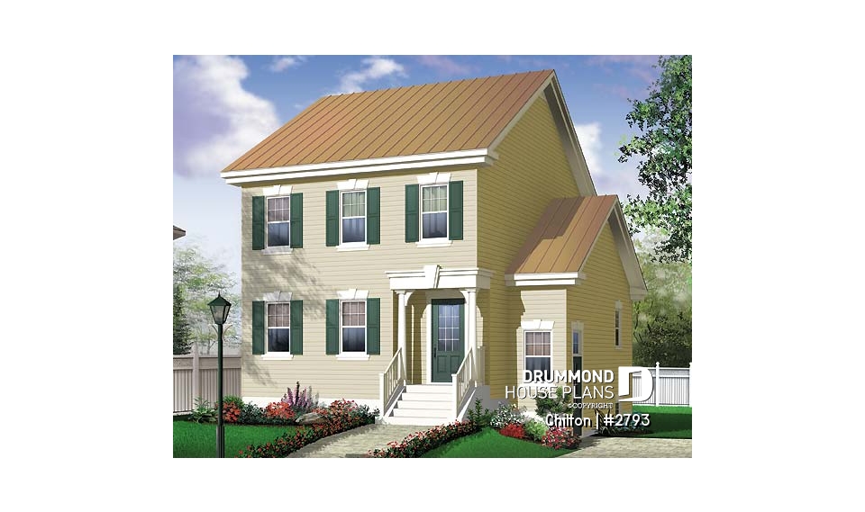 front - BASE MODEL - Charming 3 bedroom, 2 storey home plan, laundry room on main floor, unfinished daylight basement - Chilton