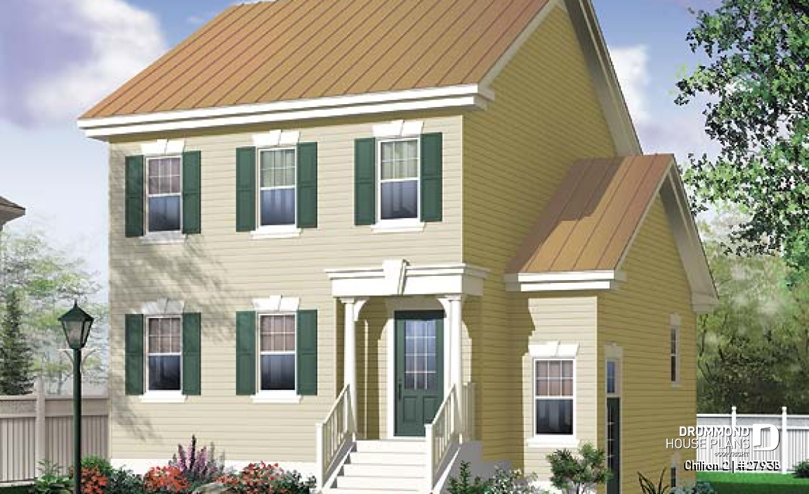 front - BASE MODEL - 3 bedroom country cottage house plan with large kitchen &amp; basement appartment, lots of storage - Chilton 2