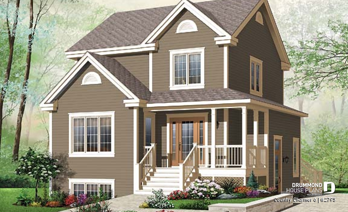 front - BASE MODEL - 3 bedroom, 2 storey Farmhouse home plan with large kitchen and great family bathroom - Country Charmer 6