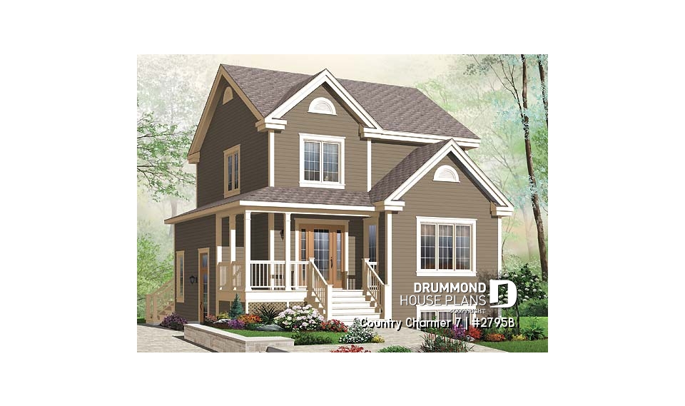 front - BASE MODEL - 3 bedroom farmhouse house plan with one-bedroom bedroom basement appartment, low construction costs - Country Charmer 7