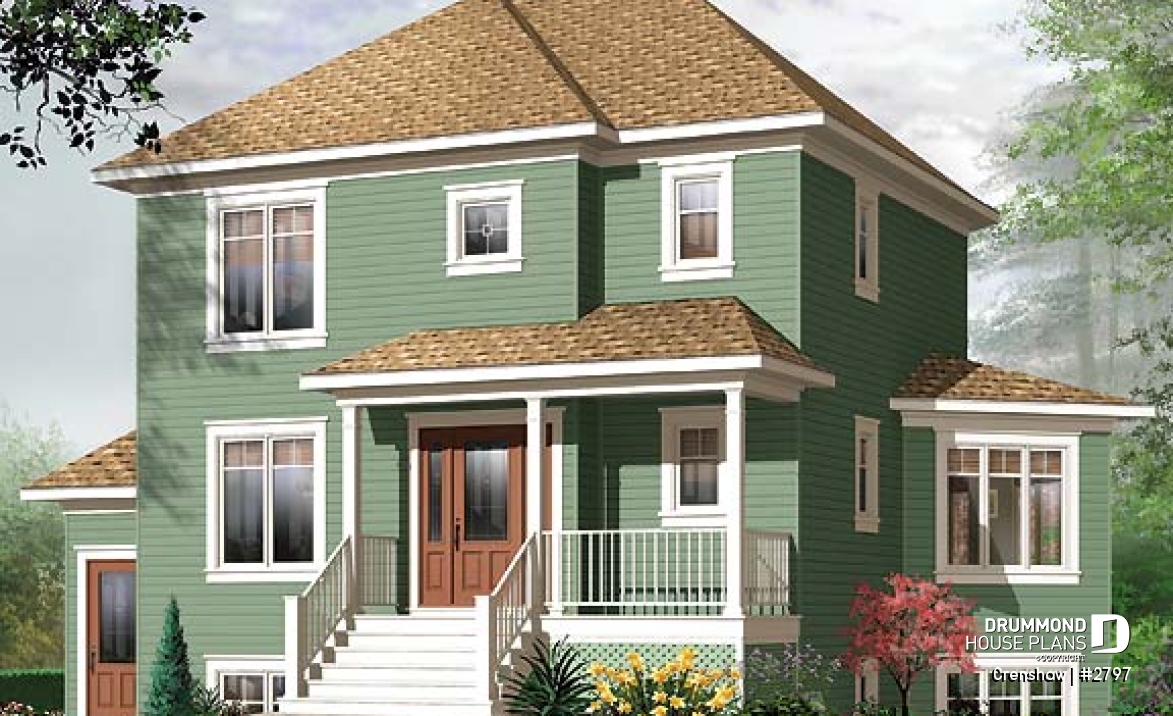 front - BASE MODEL - Comfortable 3 bedroom, 2 storey traditional house plan with home office and spacious family room - Crenshaw