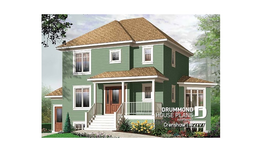 front - BASE MODEL - Comfortable 3 bedroom, 2 storey traditional house plan with home office and spacious family room - Crenshaw