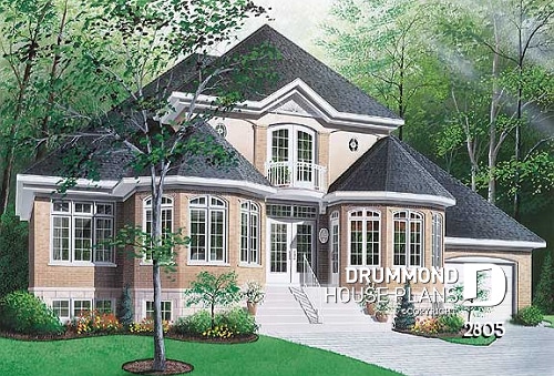 front - BASE MODEL - Stylish 3+ bedroom house plan, family and living rooms, 2 home offices, laundry room on main, master suite - Gironde